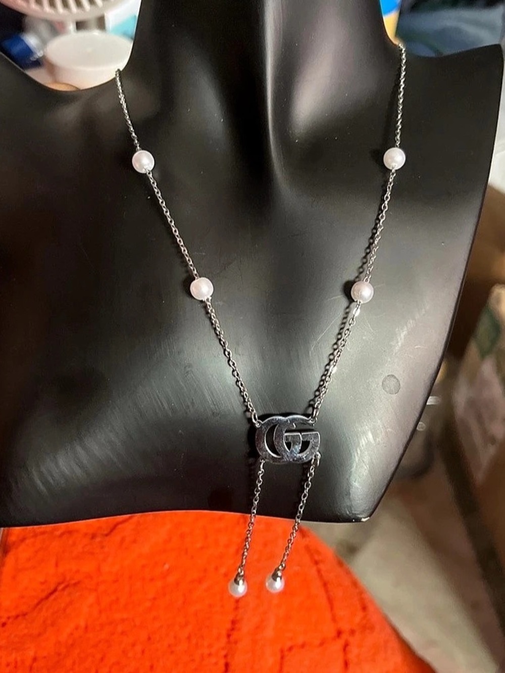 Pendant Pearl Drop Necklace Silver Like New